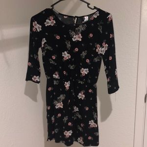 Black floral three quarter sleeve dress size 2